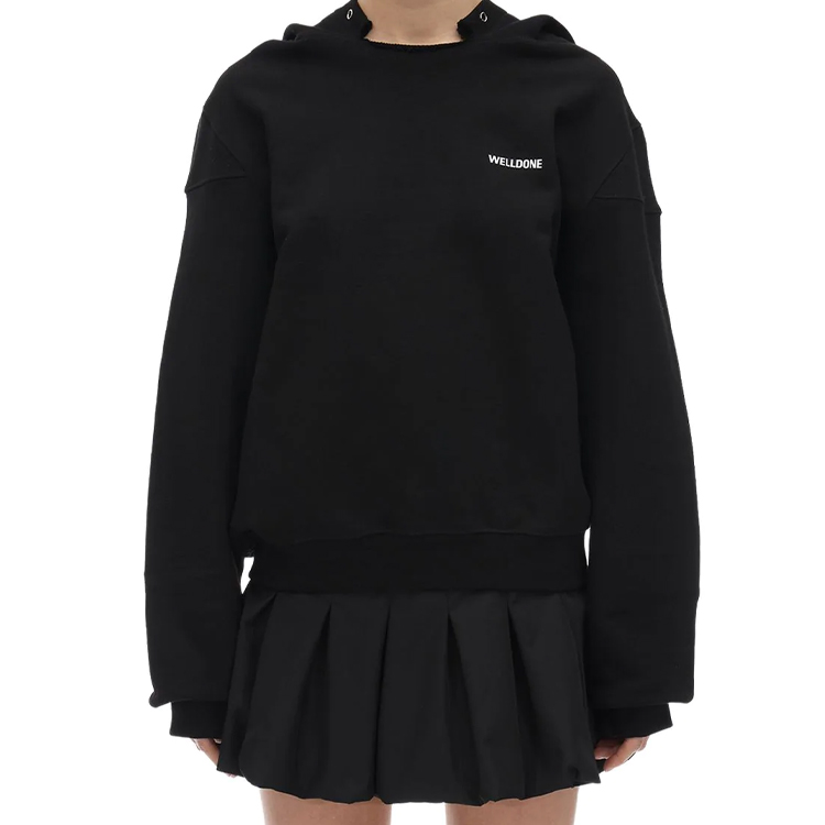 WE11DONE Unisex Black Hoodie with Front Logo Design. WD-TP2-20-717-U-BK 圖 4