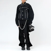 Purchase WE11DONE Unisex Black Pearl-Embellished Denim Jacket WD-DJ9-20-061-U-BK