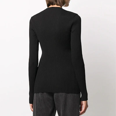 WE11DONE Unisex Black Slim Fit Ribbed Long Sleeve Knit Top WD-KO8-200-44-U-BK Shop WE11DONE Unisex Black Slim Fit Ribbed Long Sleeve Knit Top WD-KO8-200-44-U-BK