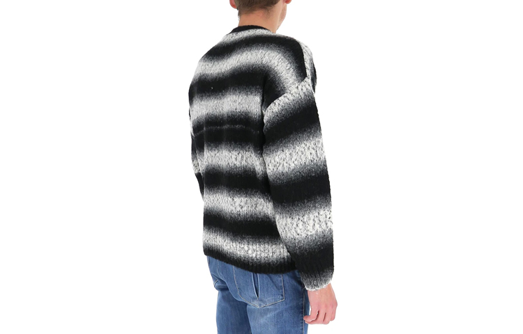 WE11DONE Unisex Black Striped Knit Crewneck Sweater Long Sleeve WD-KT9-20-008-U-BLACK 圖 3