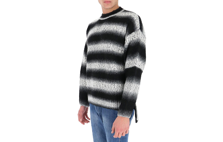 WE11DONE Unisex Black Striped Knit Crewneck Sweater Long Sleeve WD-KT9-20-008-U-BLACK 圖 4