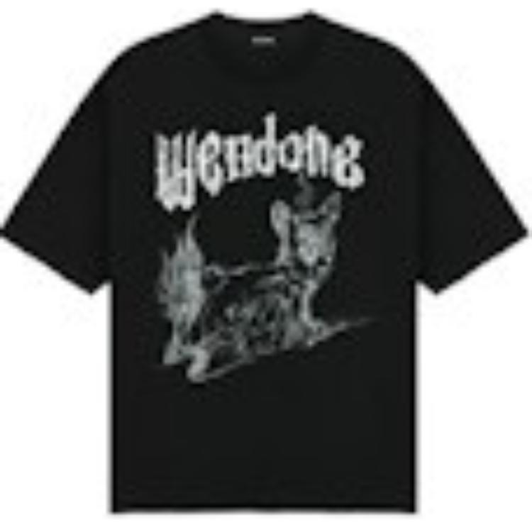 WE11DONE Unisex Black T-Shirt with Letter Graphic Print. WD-TT2-24-769-U-BK