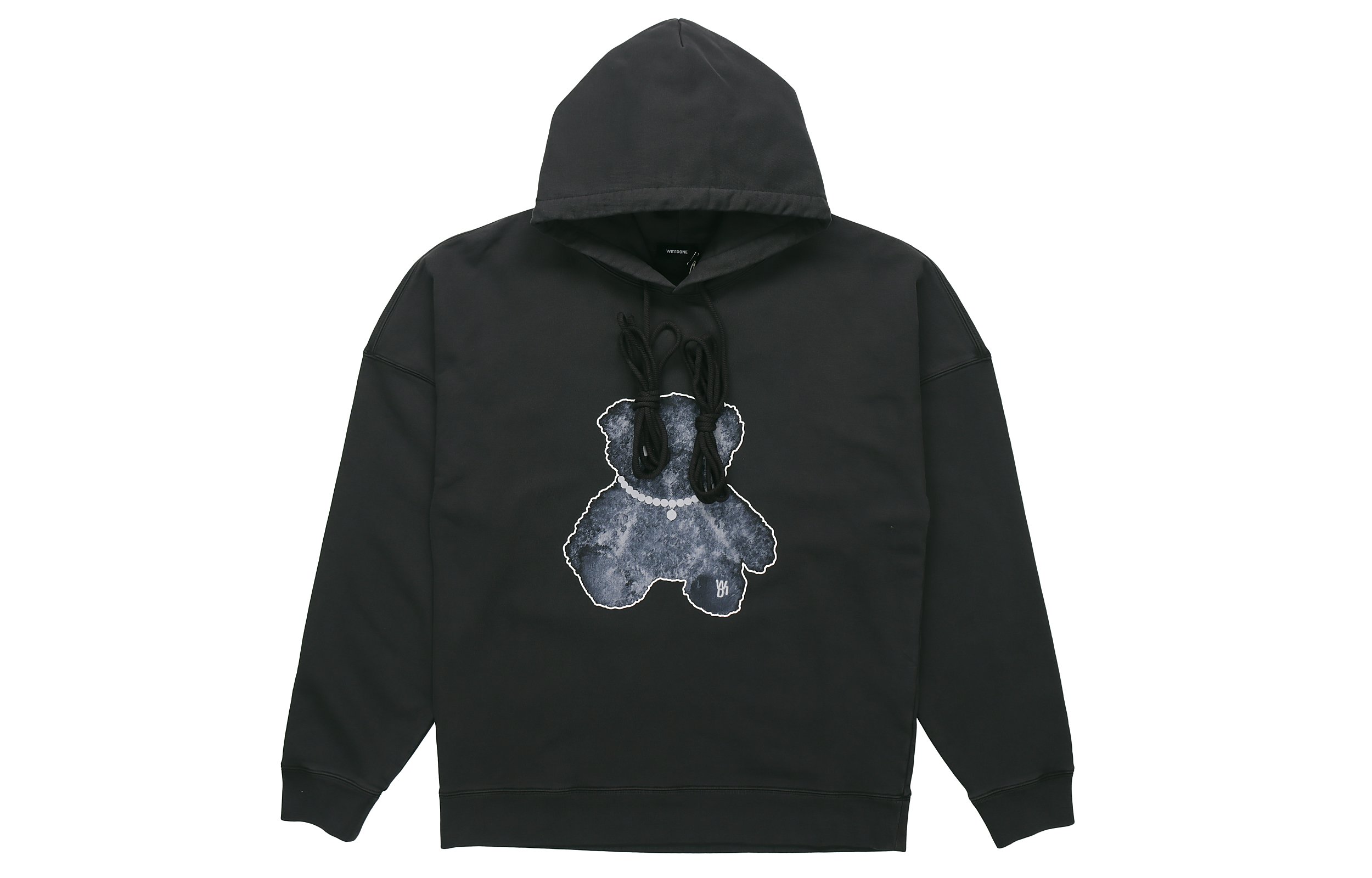 WE11DONE Unisex Black Teddy Bear Graphic Hoodie. WD-TH9-20-118-U-CH