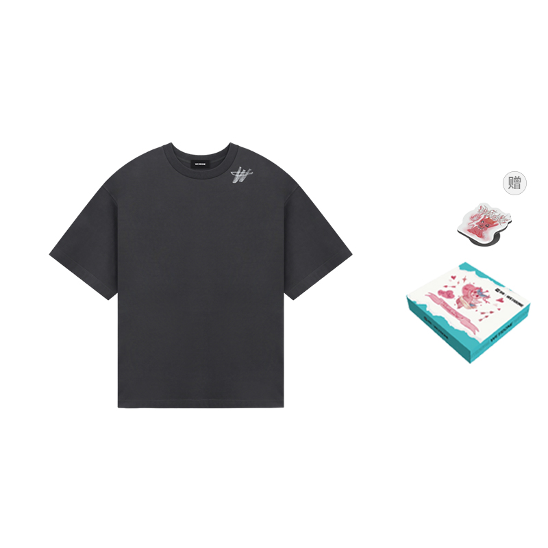 WE11DONE Unisex Charcoal Grey Graphic Logo Short Sleeve T-Shirt. WD-TP6-20-073-U-CH