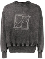 WE11DONE Unisex Charcoal Long Sleeve Sweatshirt with Studded Square Logo. WD-TS3-21-590-U-CH WE11DONE Unisex Charcoal Long Sleeve Sweatshirt with Studded Square Logo. WD-TS3-21-590-U-CH