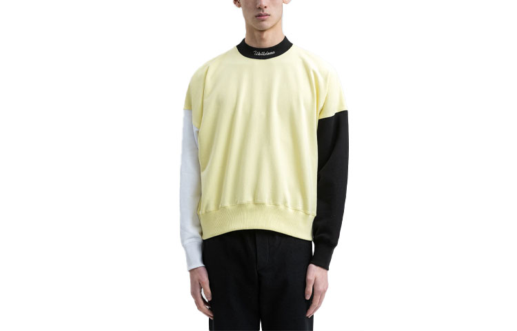 WE11DONE Unisex Colorblock Crewneck Sweatshirt Yellow WD-TS0-21-534-U-YE
