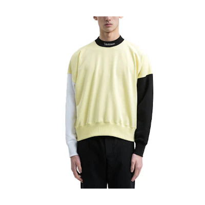 WE11DONE Unisex Colorblock Crewneck Sweatshirt Yellow WD-TS0-21-534-U-YE