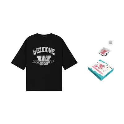 WE11DONE Unisex Comfort Fit Letter Print Solid Color Short Sleeve T-Shirt WD-TT2-25-743-U-BK