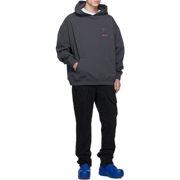 WE11DONE Unisex Dark Gray Hoodie with Colorful Logo WD-TH3-21-530-U-CH 圖 4