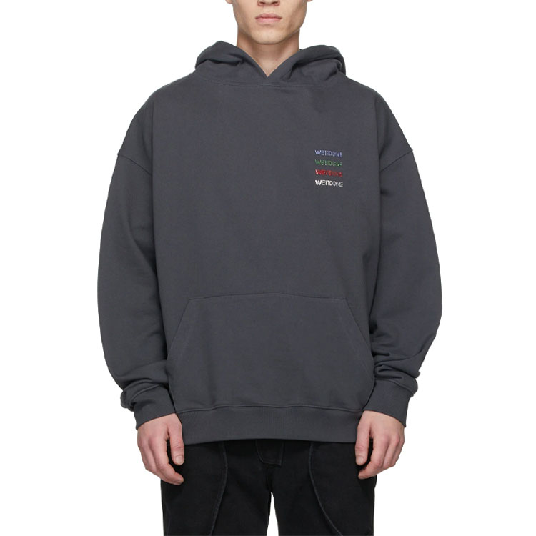 WE11DONE Unisex Dark Gray Hoodie with Colorful Logo WD-TH3-21-530-U-CH 圖 5
