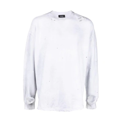 WE11DONE Unisex Distressed Crewneck Sweatshirt White WDTS122584UWH