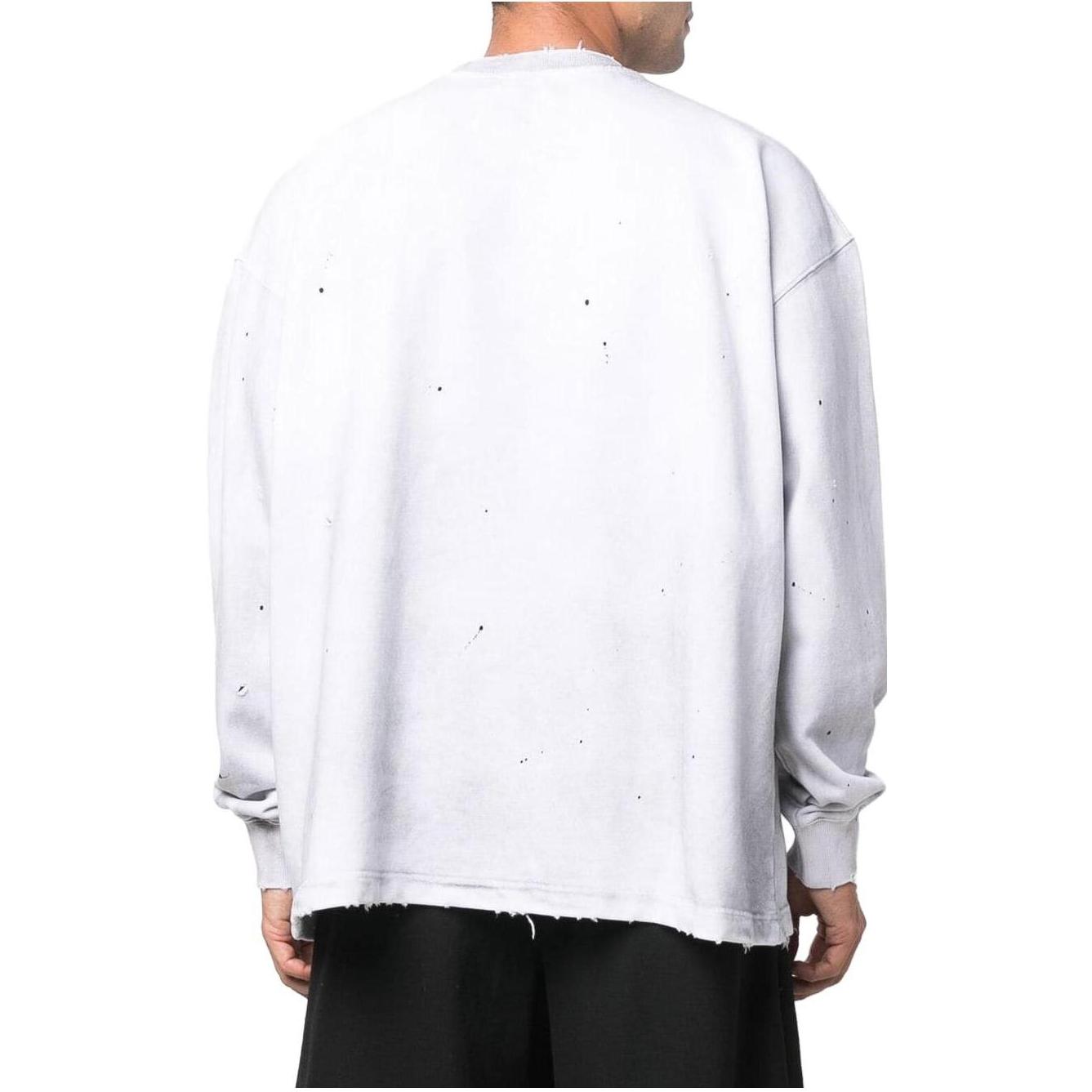 WE11DONE Unisex Distressed Crewneck Sweatshirt White WDTS122584UWH 圖 4
