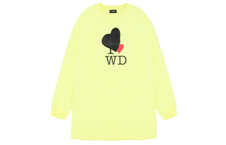 WE11DONE Unisex Fluorescent Yellow Heart Graphic Crewneck Sweatshirt. WD-TT0-21-516-U-NY 圖 2