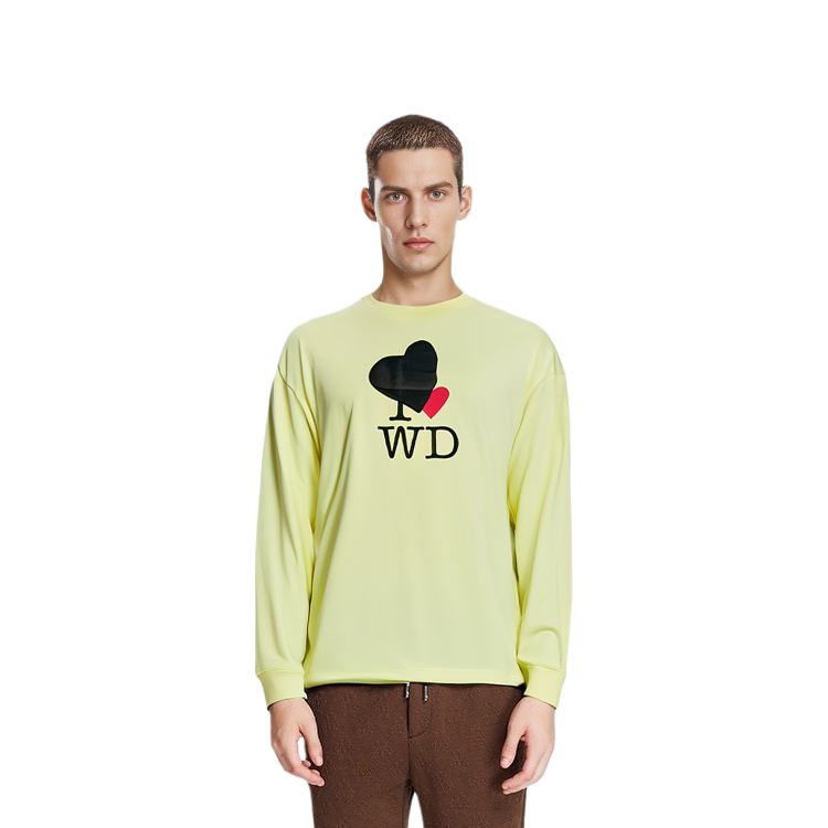 WE11DONE Unisex Fluorescent Yellow Heart Graphic Crewneck Sweatshirt. WD-TT0-21-516-U-NY 圖 4
