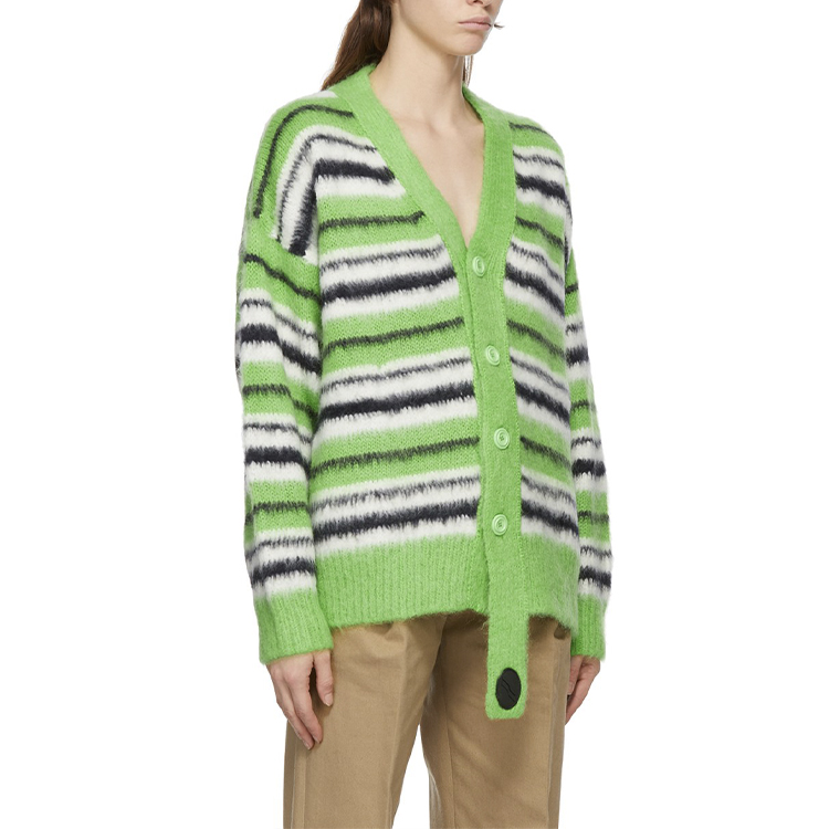 Shop WE11DONE 男女綠色馬海毛混紡長袖毛衣 WD-KC9-20-044-U-GR