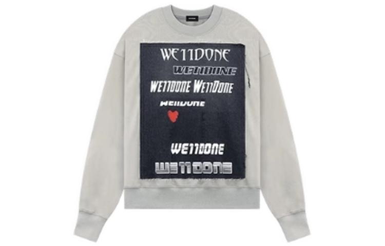 WE11DONE Unisex Grey Crewneck Pullover Letter Print Long Sleeve Sweatshirt WD-TS1-23-916-U