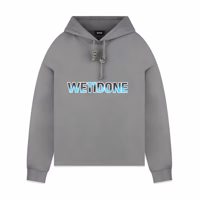 WE11DONE Unisex Grey Pullover Hoodie with Chest Logo Print. WD-TP5-19-500-KK