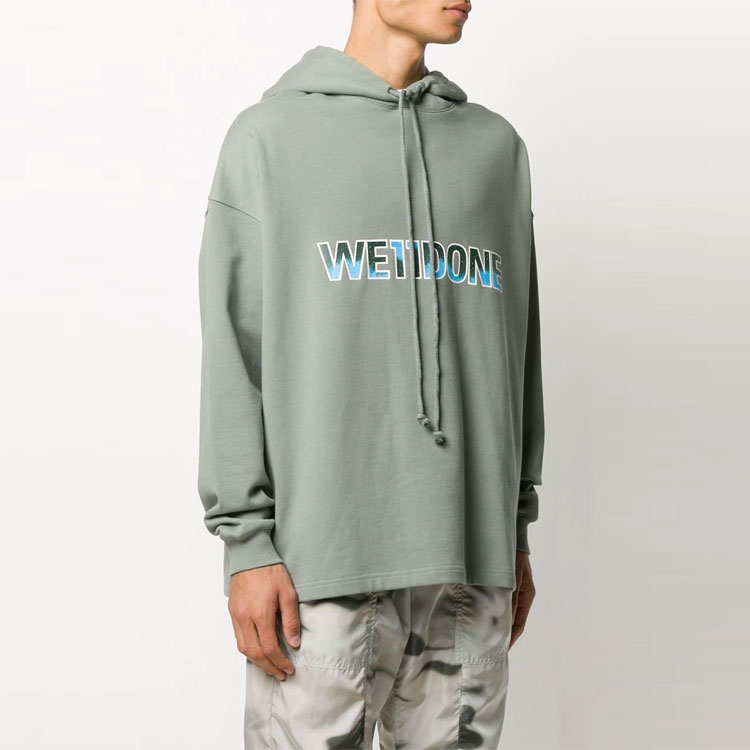 WE11DONE Unisex Grey Pullover Hoodie with Chest Logo Print. WD-TP5-19-500-KK 圖 5