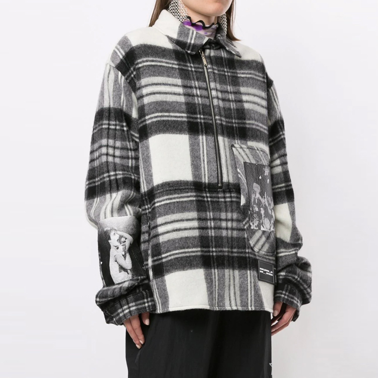 WE11DONE Unisex Half-Zip Wool Anorak Long Sleeve Shirt Grey WD-BL6-20-960-U-GY 圖 3