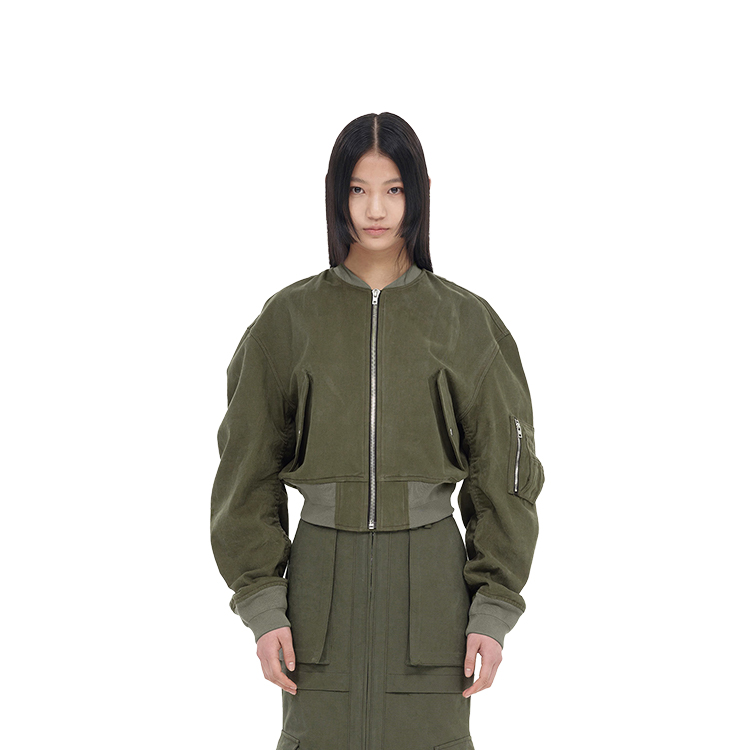 WE11DONE Unisex Khaki Washed Long Sleeve Cropped Loose-Fit Jacket WD-JP3-23-014-U-KK 圖 4