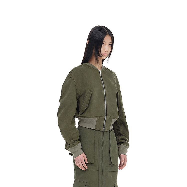 WE11DONE Unisex Khaki Washed Long Sleeve Cropped Loose-Fit Jacket WD-JP3-23-014-U-KK 圖 5