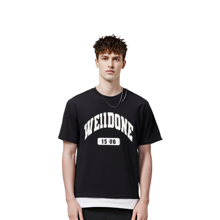 WE11DONE Unisex Letter Logo Graphic Casual Straight-Cut Short-Sleeve T-Shirt. WD-TT3-22-805-U-BK 圖 3