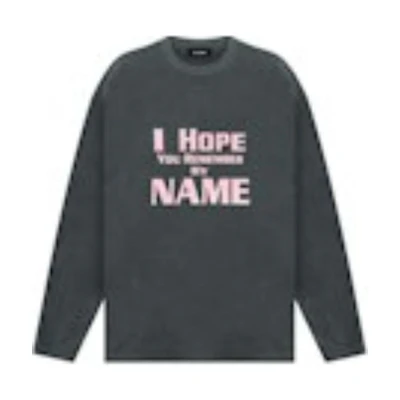 WE11DONE Unisex Letter Print Charcoal Grey Long Sleeve Crewneck T-Shirt WD-TT2-24-762-U-CH