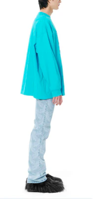 WE11DONE Unisex Light Blue Logo Print Crewneck Pullover Sweatshirt. WD-TT3-21-556-U-SK Purchase WE11DONE Unisex Light Blue Logo Print Crewneck Pullover Sweatshirt. WD-TT3-21-556-U-SK