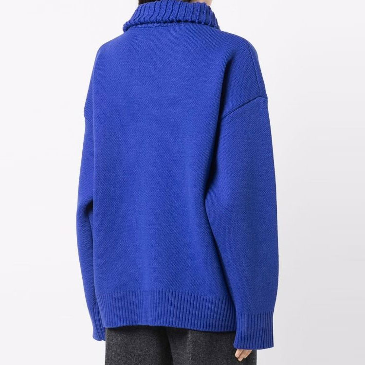 WE11DONE Unisex Logo Long Sleeve Half-Zip Wool Pullover Sweater Blue WD-KO3-21-603-U-BL 圖 4