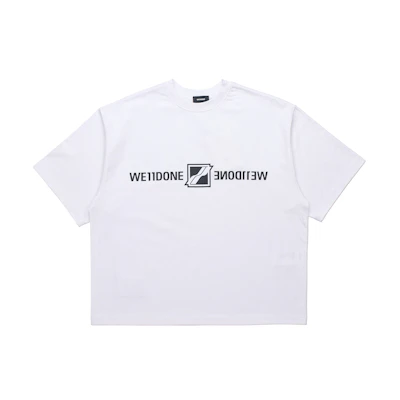 WE11DONE Unisex Logo Mirror Print White Crewneck T-Shirt WD-TT1-21-547-U-WH