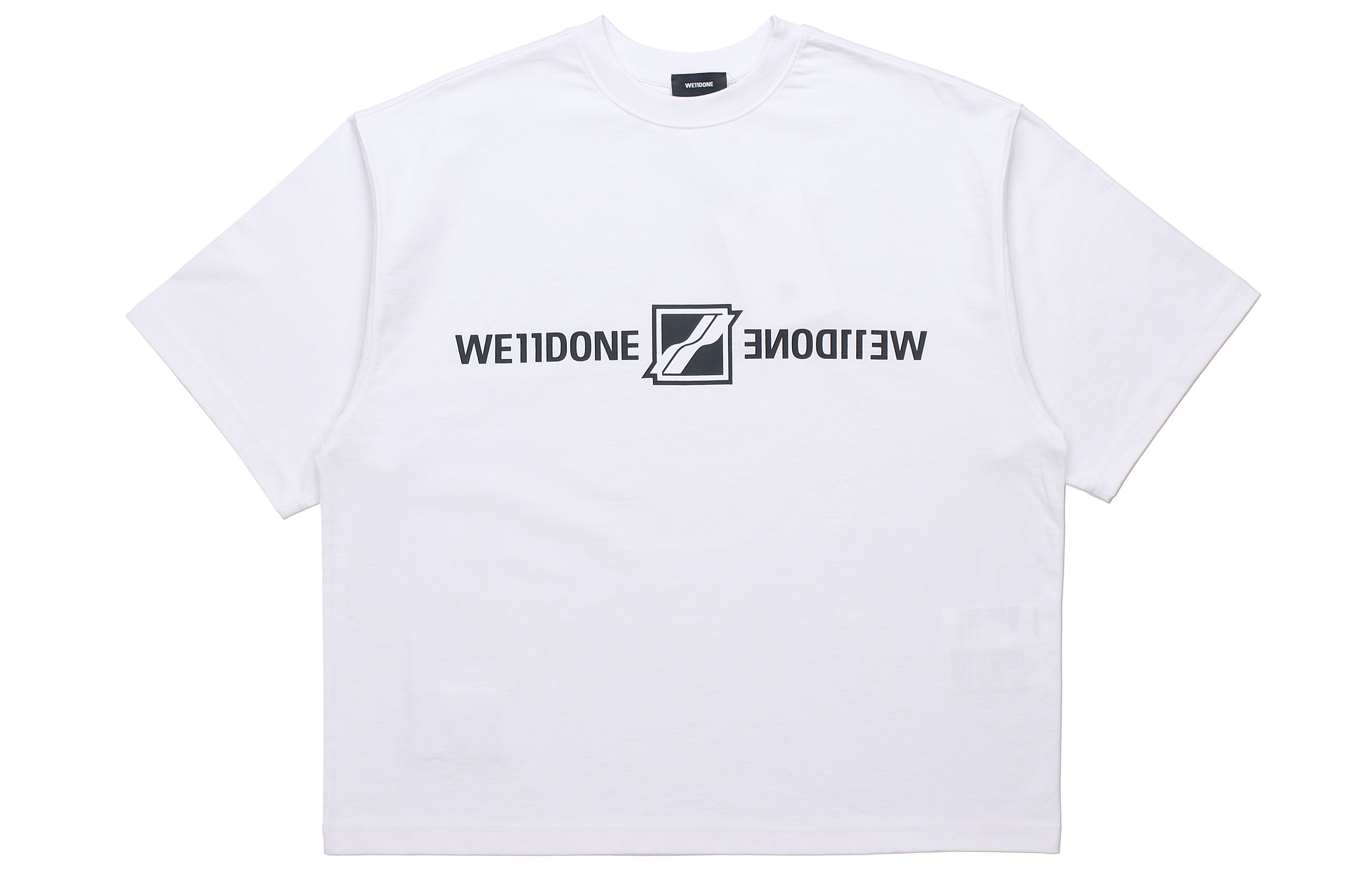 Order WE11DONE 男女同款 Logo 鏡面印花白色圓領T恤 WD-TT1-21-547-U-WH