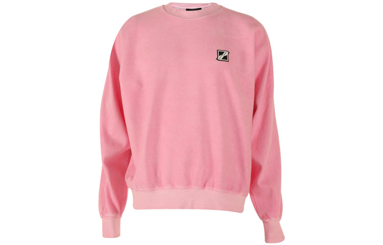 WE11DONE Unisex Logo Print Crewneck Pullover Sweatshirt Fluorescent Pink. WD-TS1-21-512-U-NP