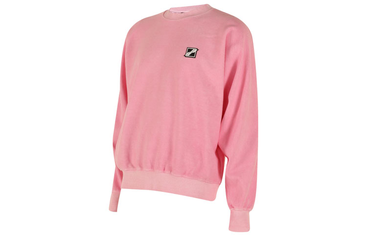 Shop WE11DONE 男女同款Logo印花圓領套頭衫螢光粉色。 WD-TS1-21-512-U-NP