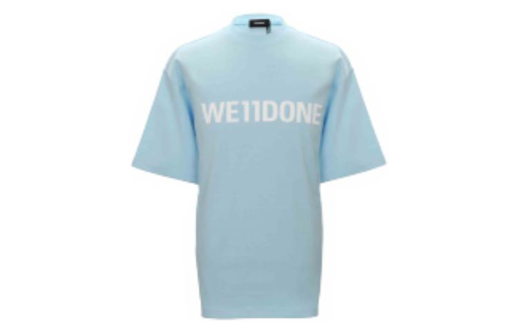 WE11DONE Unisex Logo Print Crewneck T-Shirt Light Blue WD-TT3-22-841-U-SK