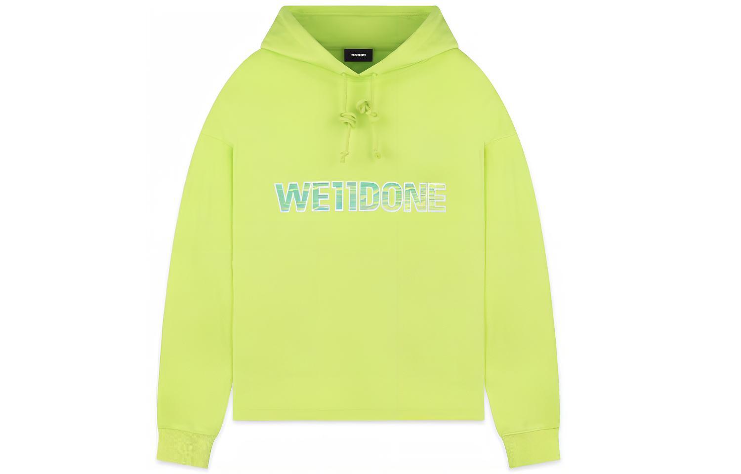 WE11DONE Unisex Neon Green Hoodie with Chest Logo Print WD-TP5-19-500-LM