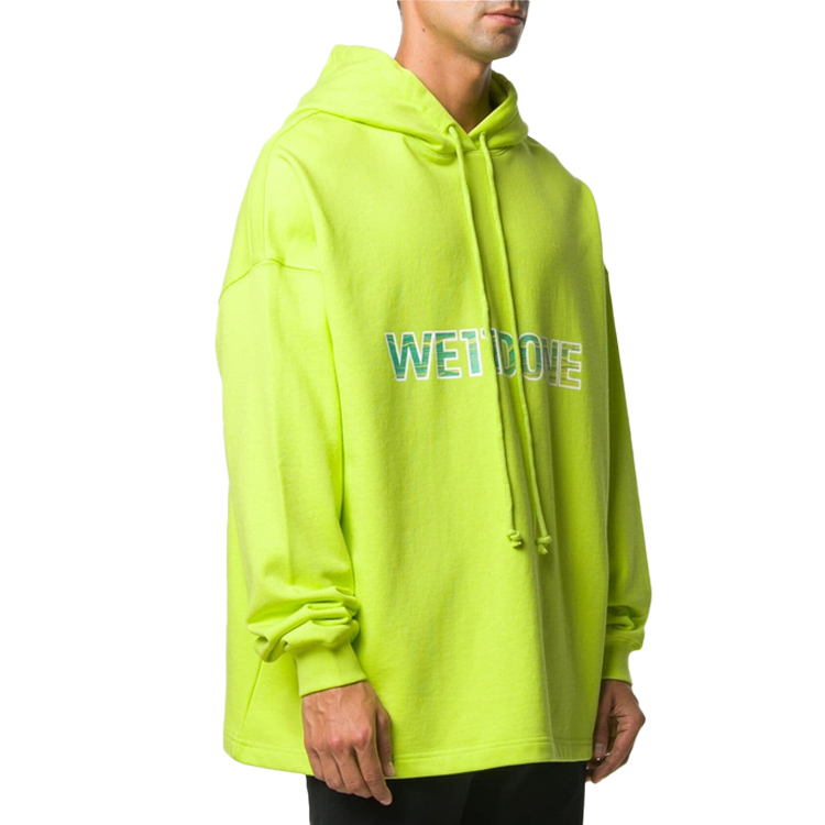 Lookbook WE11DONE 男女同款荧光绿连帽衫 胸前logo印花 WD-TP5-19-500-LM