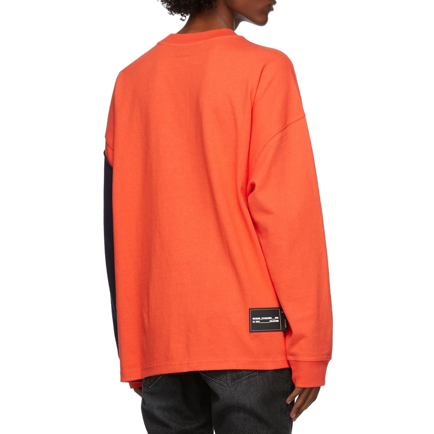 Shop WE11DONE 男女皆宜橙色拼接標誌設計長袖T恤 WD-TP7-20-083-U-OR