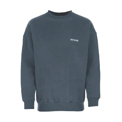 WE11DONE Unisex Oversized Crewneck Sweatshirt with Front Logo in Navy Blue. WD-SS5-19-916-NV