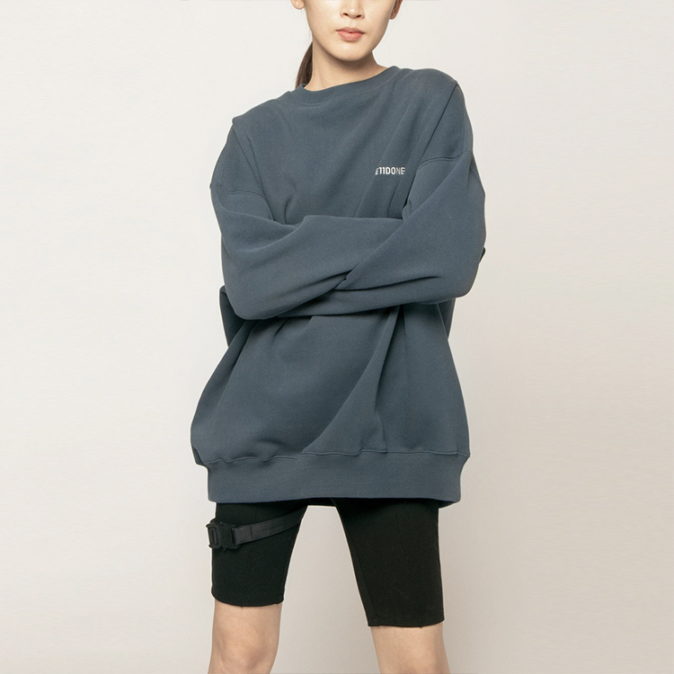 Purchase WE11DONE 男女款海军蓝前标志宽松圆领卫衣 WD-SS5-19-916-NV