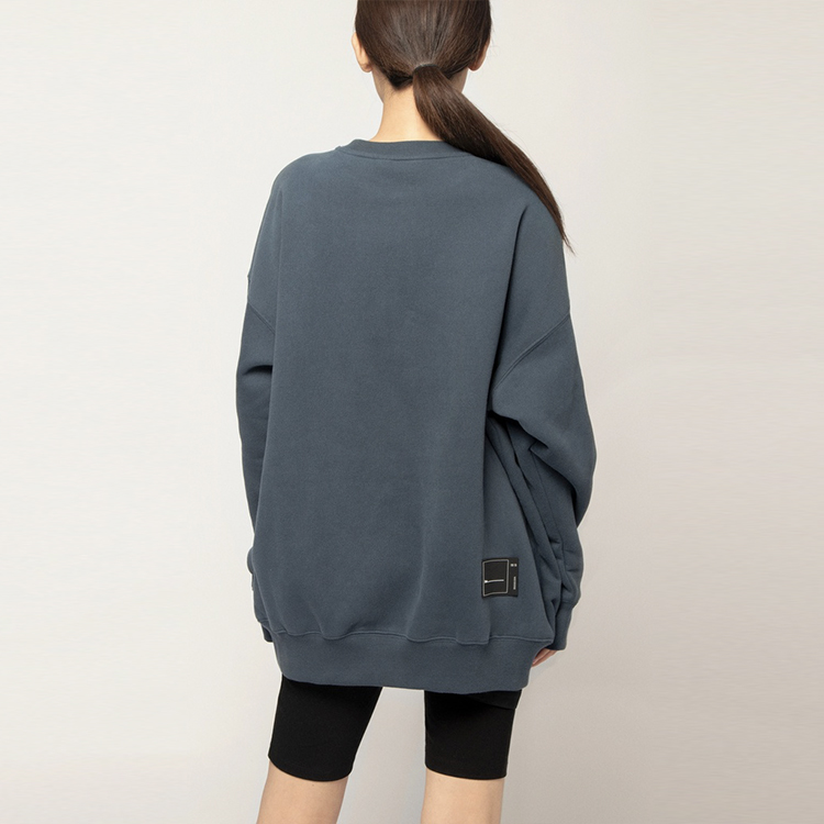 Details for WE11DONE 男女款海军蓝前标志宽松圆领卫衣 WD-SS5-19-916-NV