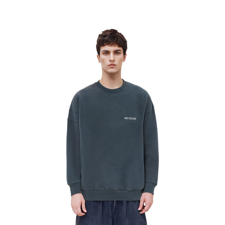 Sizing WE11DONE 男女款海军蓝前标志宽松圆领卫衣 WD-SS5-19-916-NV