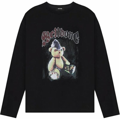 WE11DONE 男女寬鬆版印花長袖T恤 黑色 WD-TT0-25-748-U-BK Order WE11DONE 男女寬鬆版印花長袖T恤 黑色 WD-TT0-25-748-U-BK