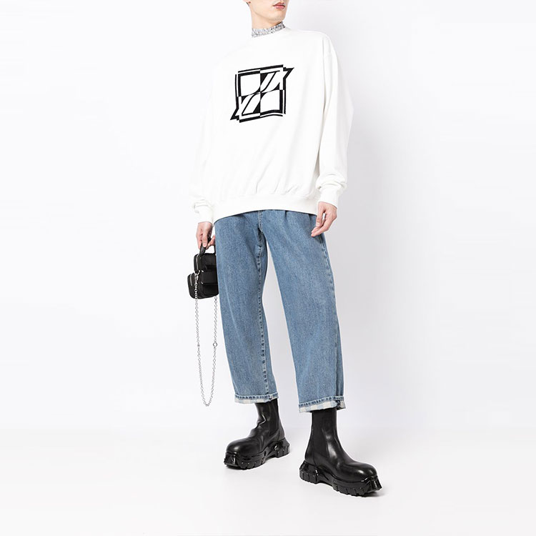 WE11DONE Unisex Oversized Logo Print Crewneck Sweatshirt White WD-TS3-21-555-U-WH 圖 3
