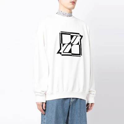 WE11DONE Unisex Oversized Logo Print Crewneck Sweatshirt White WD-TS3-21-555-U-WH Purchase WE11DONE Unisex Oversized Logo Print Crewneck Sweatshirt White WD-TS3-21-555-U-WH