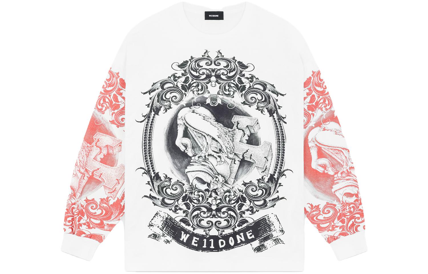 WE11DONE Unisex Oversized White Long Sleeve Crewneck T-Shirt WD-TT3-23-760-U-WH 圖 2