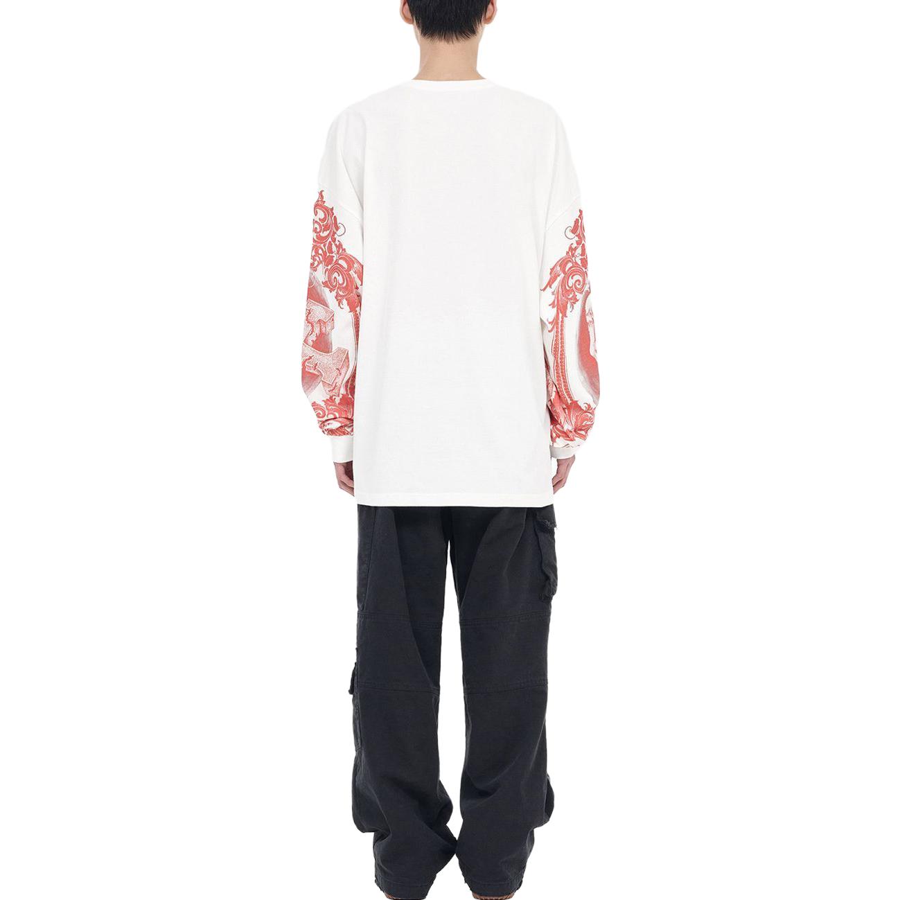 WE11DONE Unisex Oversized White Long Sleeve Crewneck T-Shirt WD-TT3-23-760-U-WH 圖 5