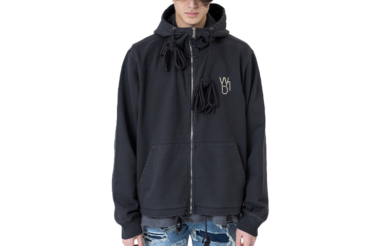WE11DONE Unisex Pearl Logo Zip-Up Hoodie Charcoal. WD-TH9-20-135-U-CH 圖 2
