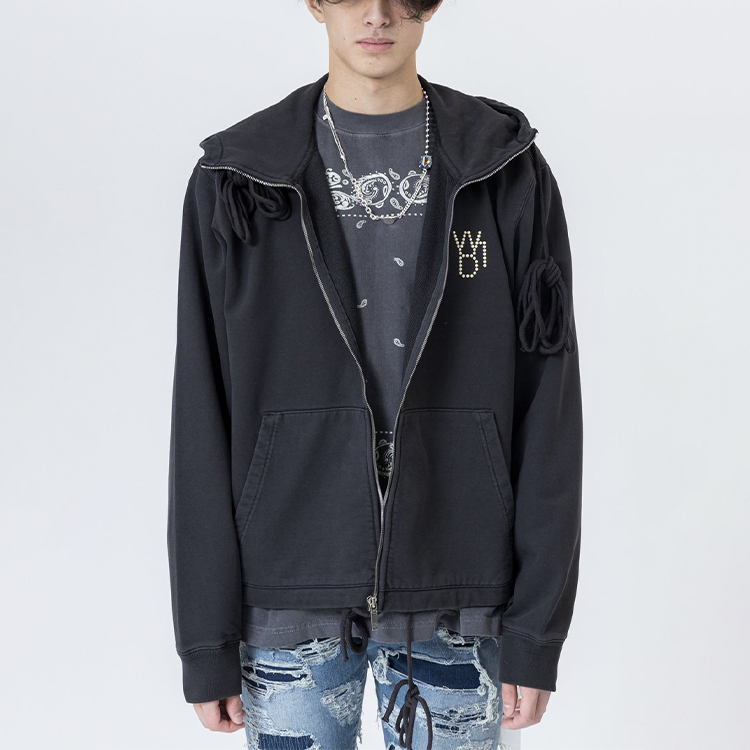 WE11DONE Unisex Pearl Logo Zip-Up Hoodie Charcoal. WD-TH9-20-135-U-CH 圖 3