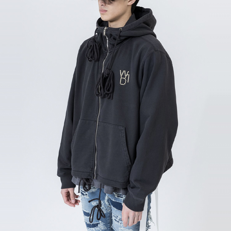 WE11DONE Unisex Pearl Logo Zip-Up Hoodie Charcoal. WD-TH9-20-135-U-CH 圖 4