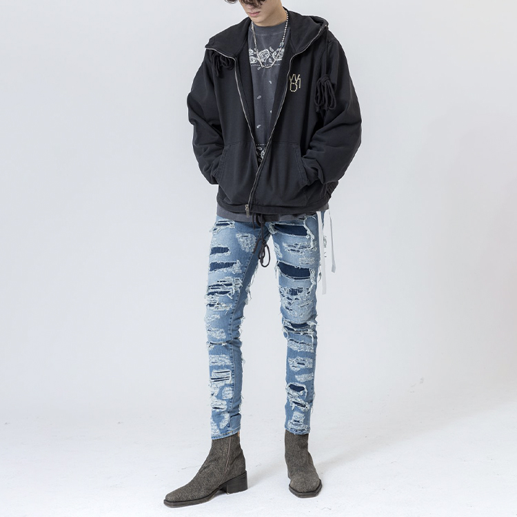 WE11DONE Unisex Pearl Logo Zip-Up Hoodie Charcoal. WD-TH9-20-135-U-CH 圖 5